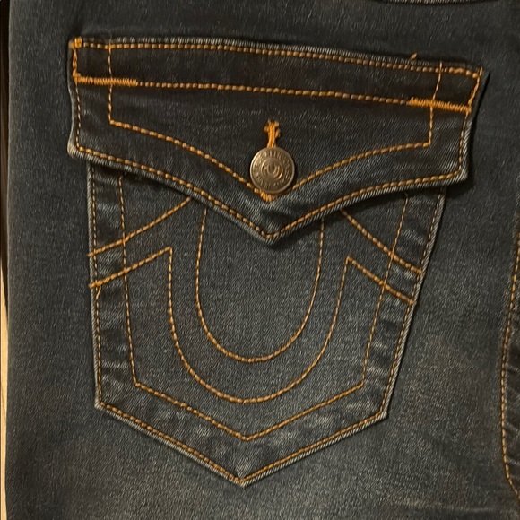True Religion Blue Boot Cut Jeans with Lived-In Look - Picture 4 of 6